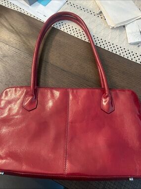 HOBO Cream Shoulder Bag with Red Trim